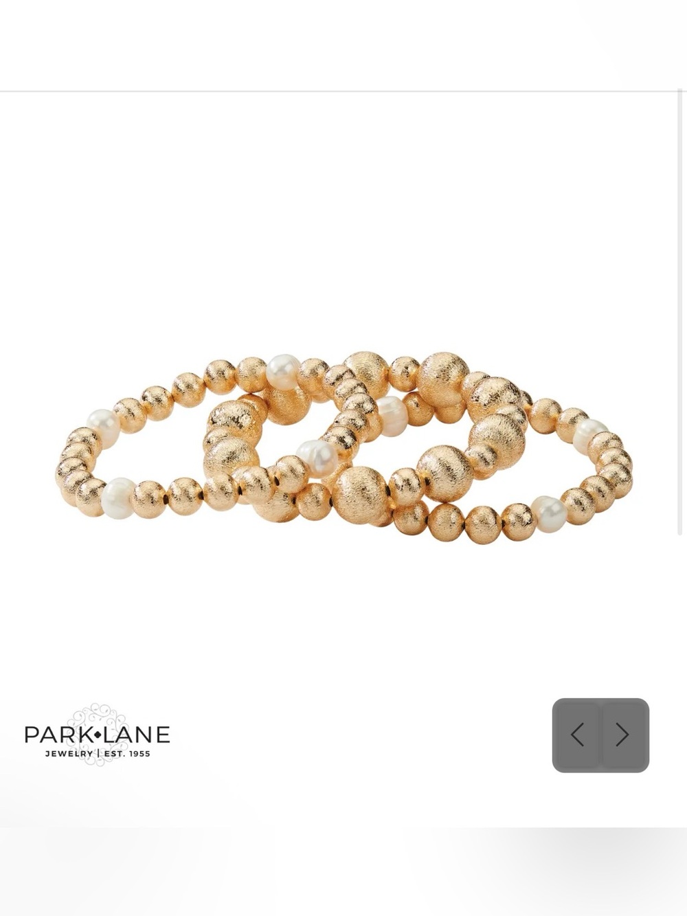 Park Lane Willow Set of 2 Gold Tone Freshwater Pearl Stretch Bracelets